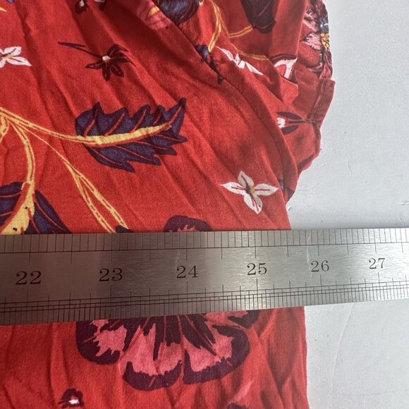 Old Navy Women's Shift Mini Dress Size XL Red Floral Rayon S/S Peasant Prairie - Picture 6 of 11